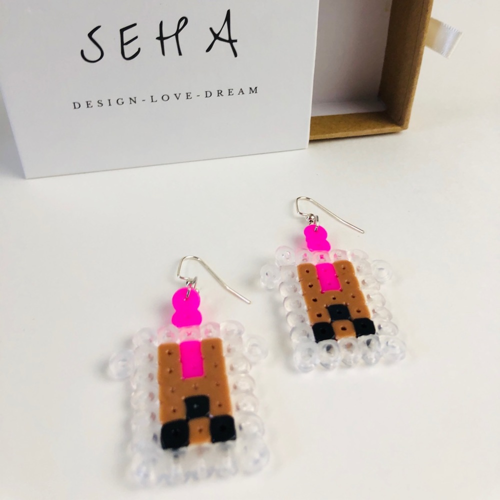 Super cute handmade boba earrings